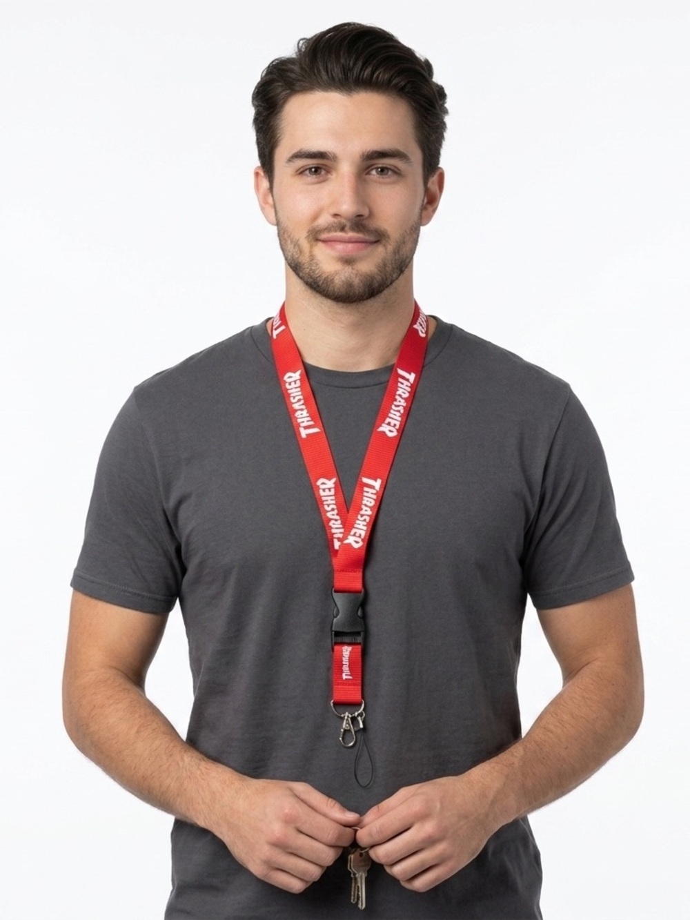 Thrasher Red Lanyard with White Logo